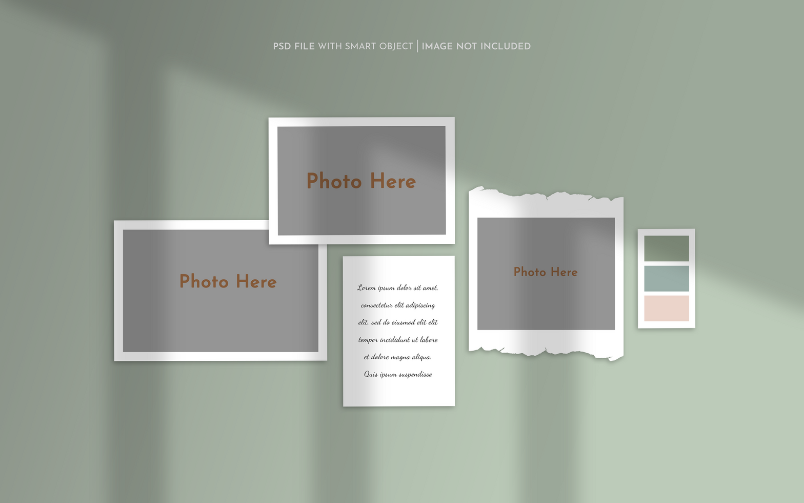Moodboard photo paper frame mockup psd