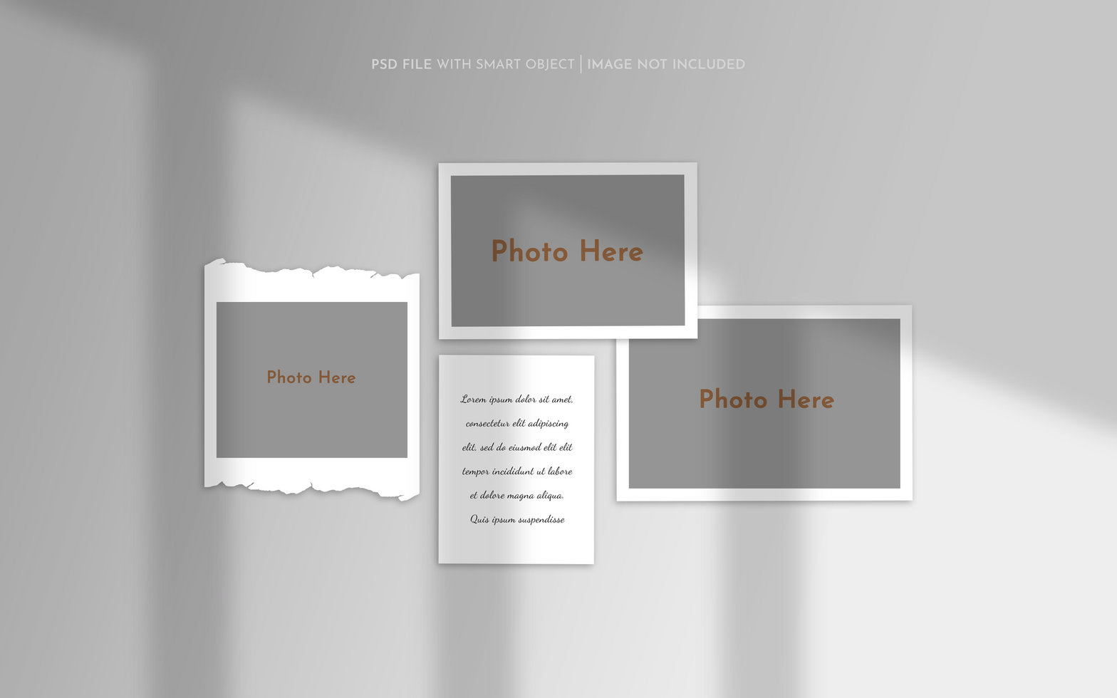 Realistic and minimalist moodboard polaroid photo paper frame mockup psd