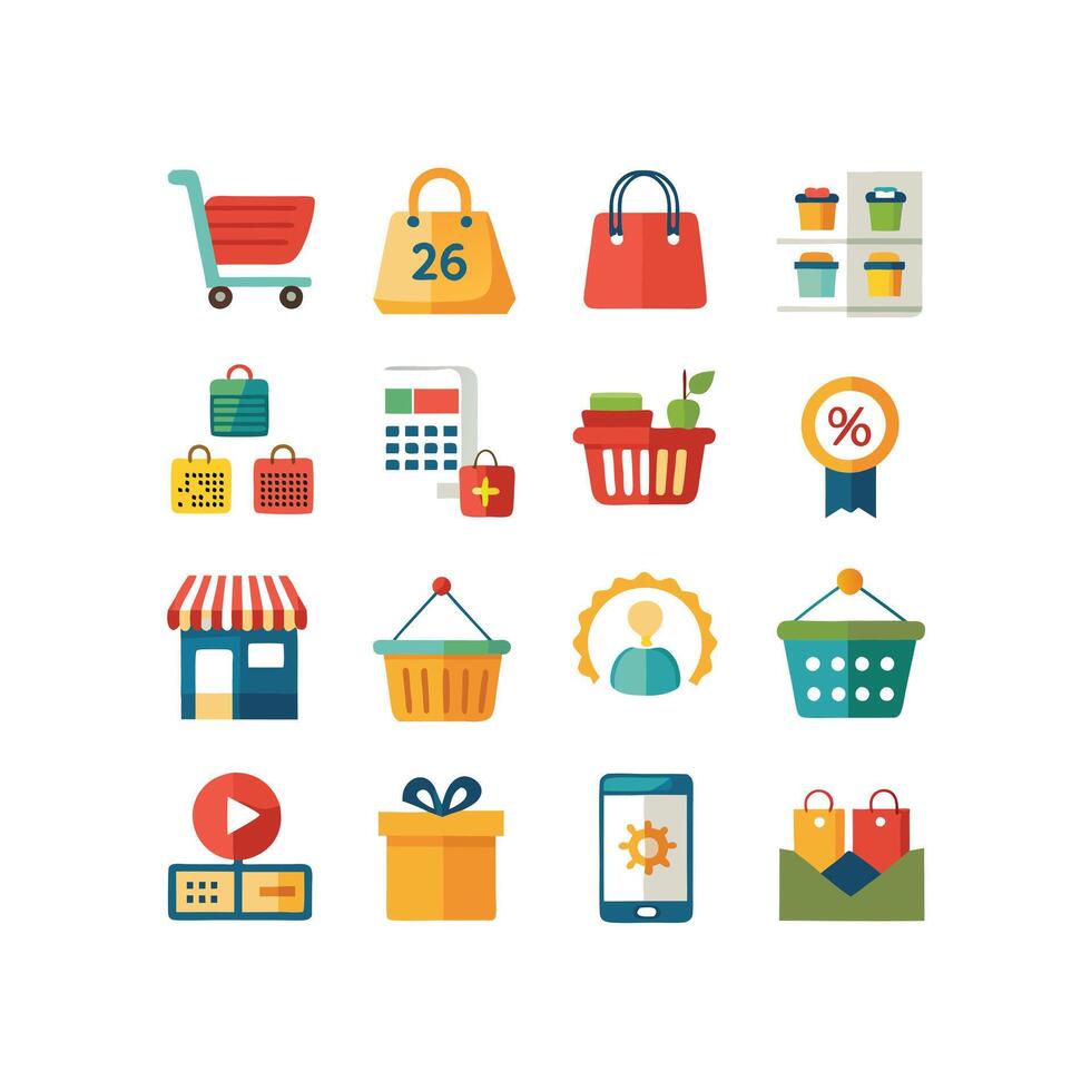 Retail and Shopping Icon Set Collection Illustration vector