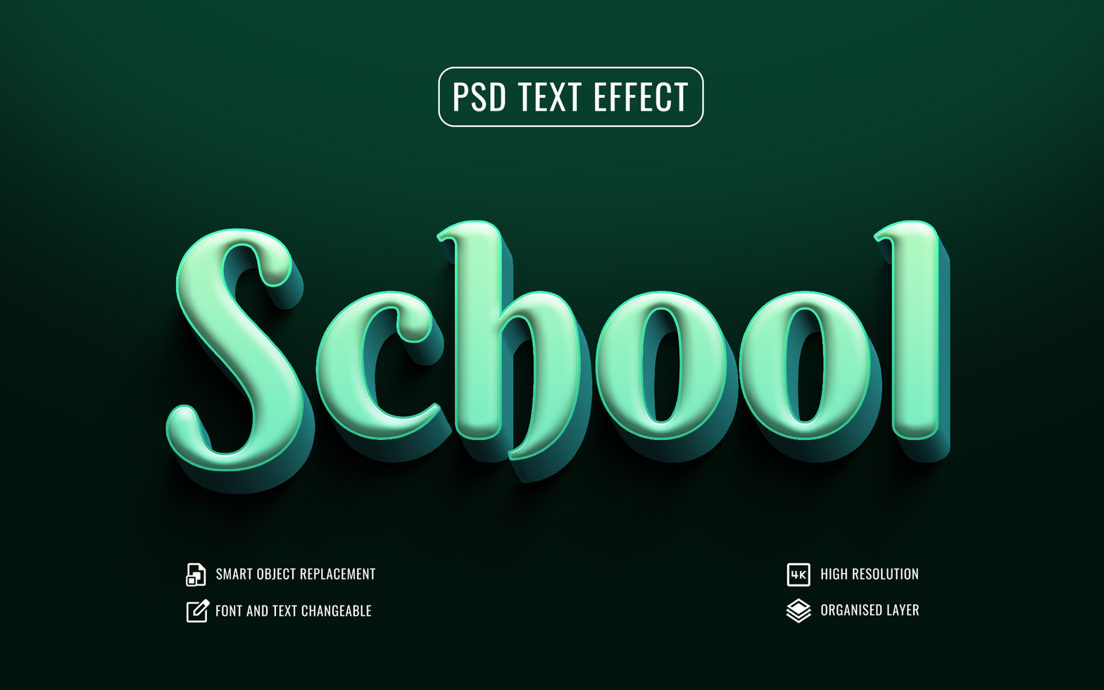3d school text effect with green background psd