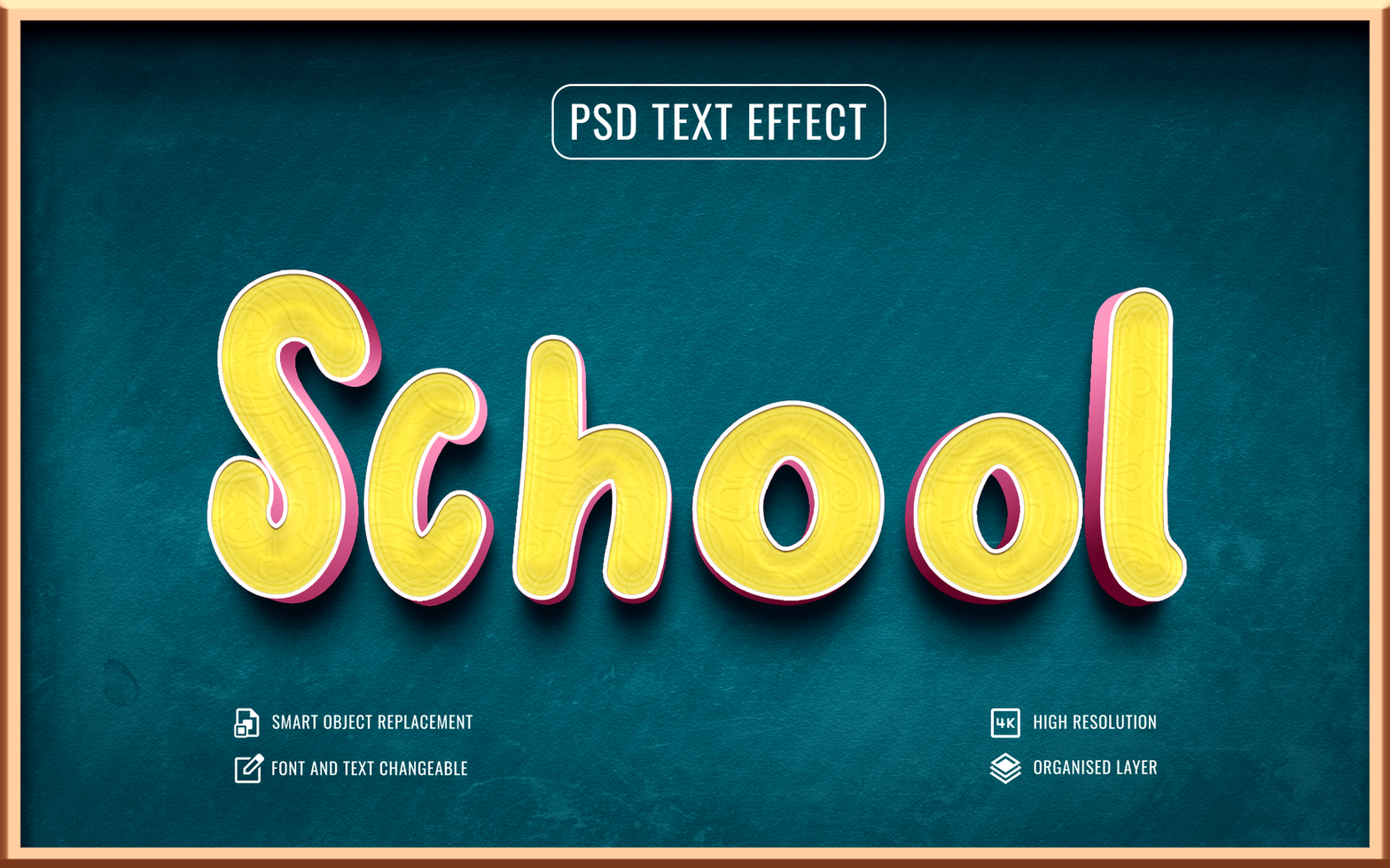 Back to school text effect on green board background psd