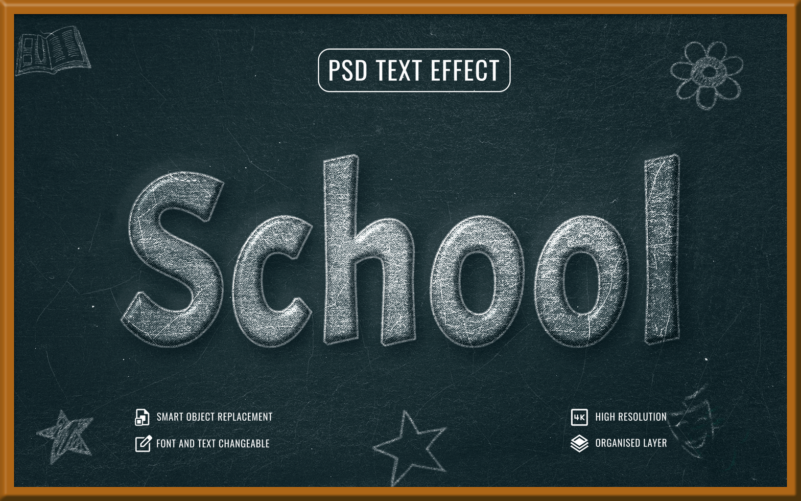 chalk text effect for school on green board background psd