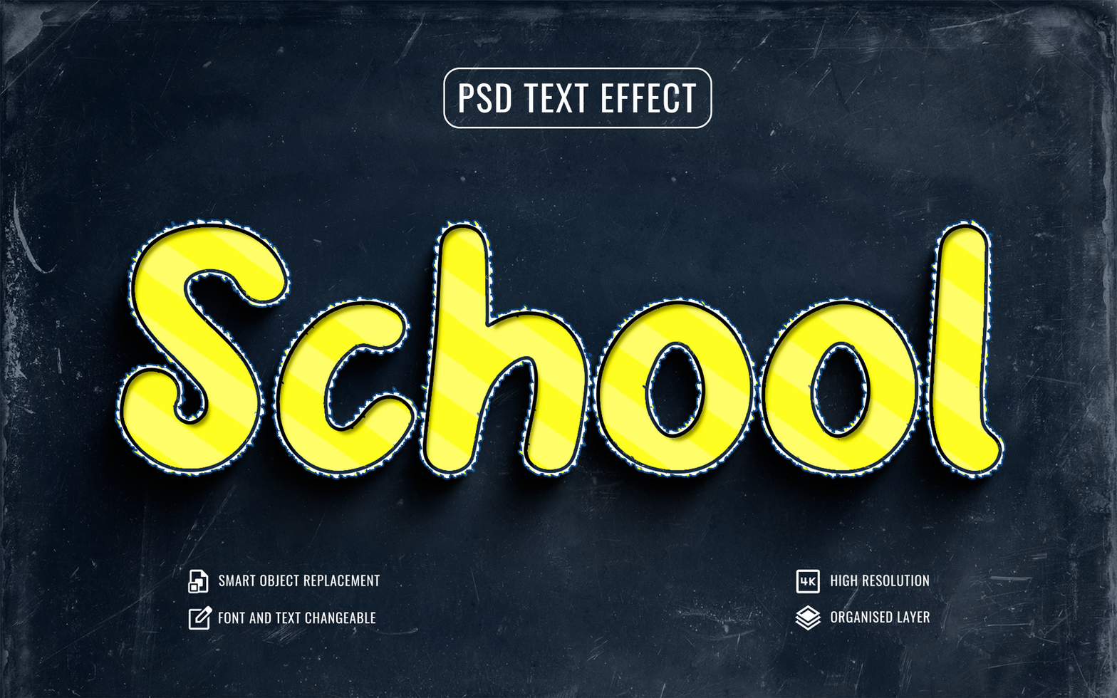 3d school text effect ob rusty blackboard psd
