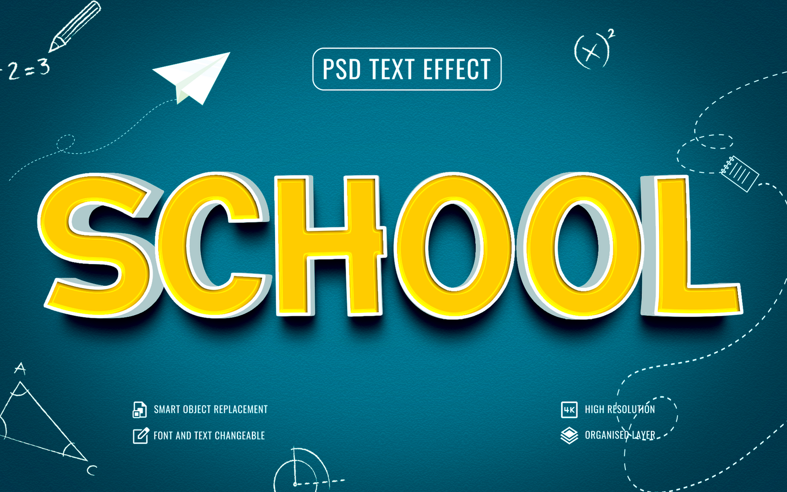 back to school text effect with educational background psd