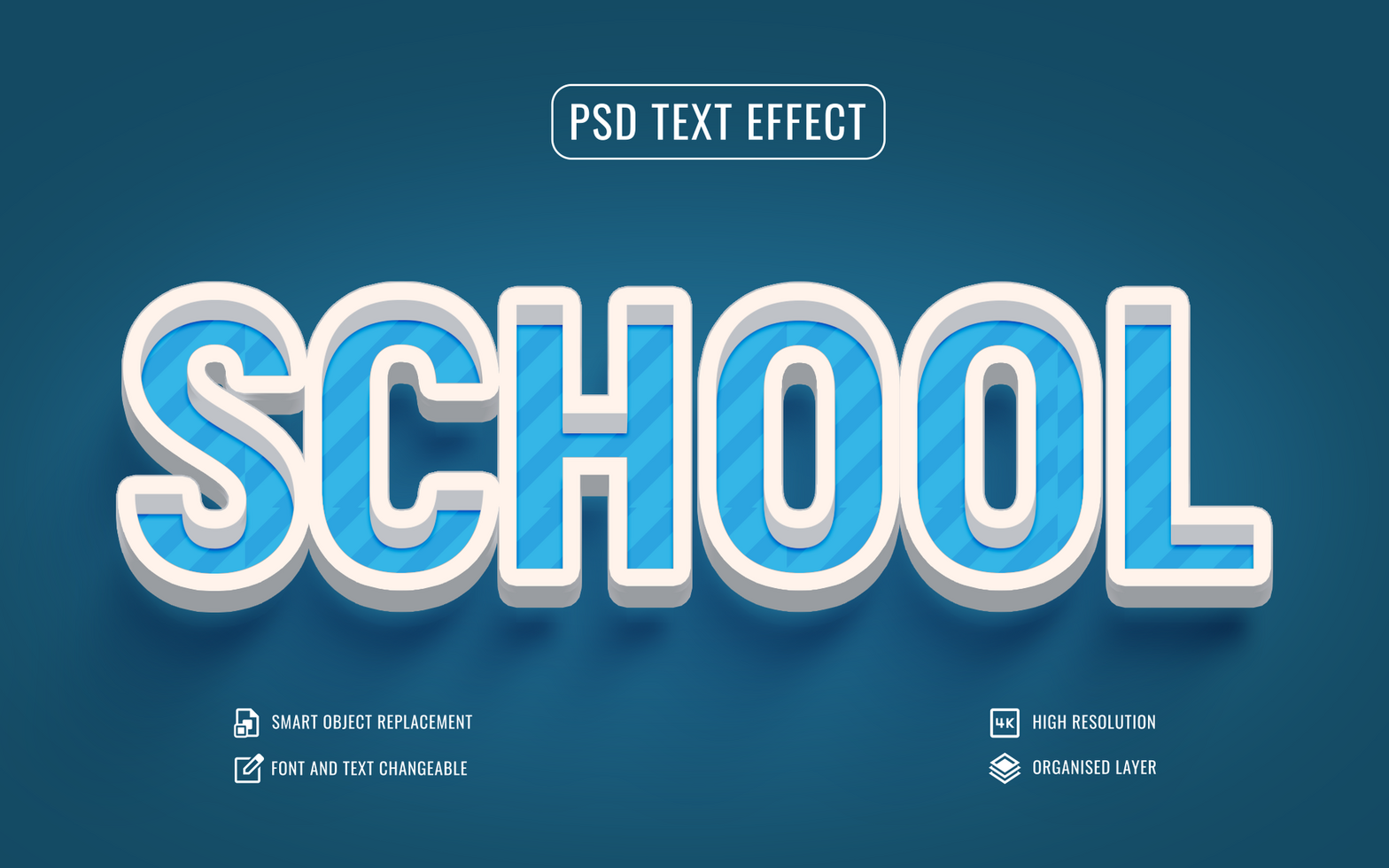 3d school text effect with blue background psd
