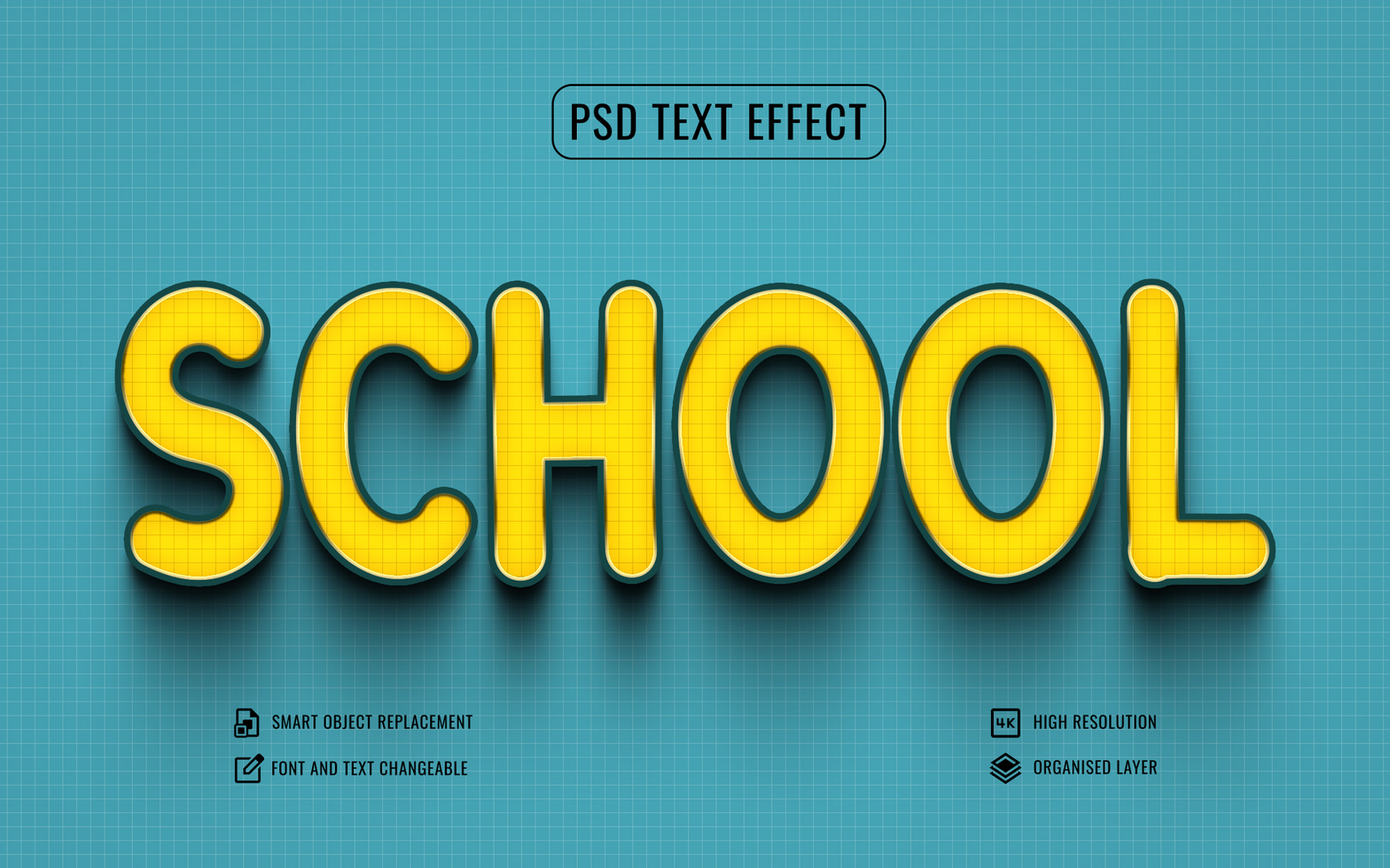 retro school text effect in 3d style psd