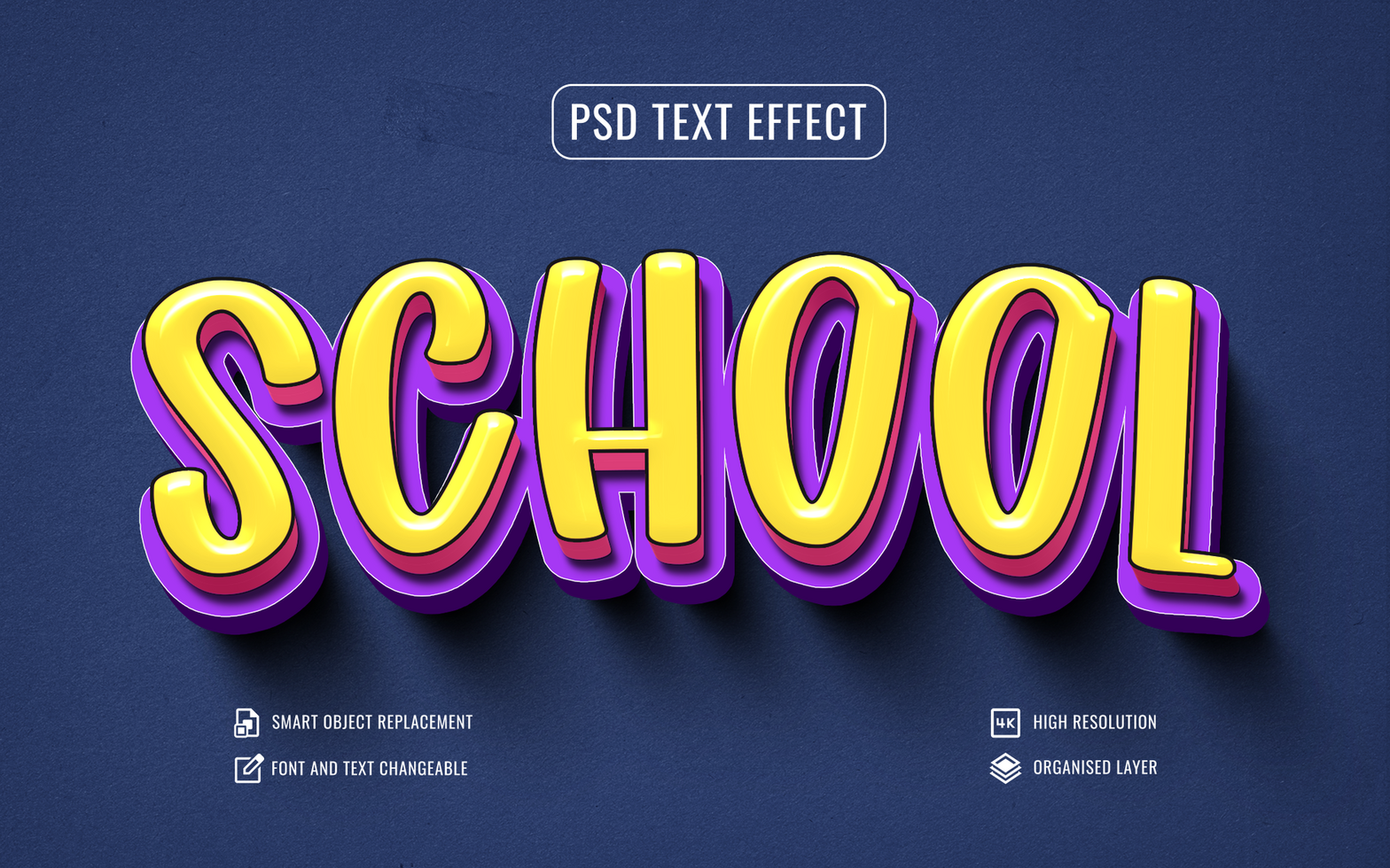 school text effect in cartoon style psd