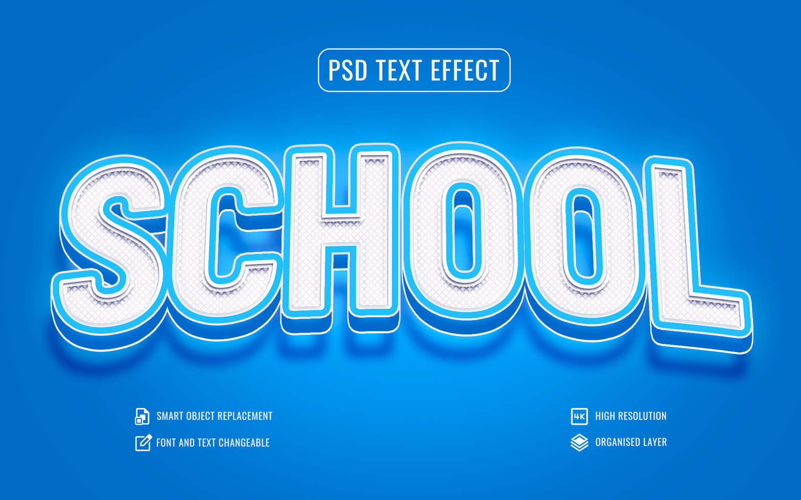 3d school text effect with blue background psd