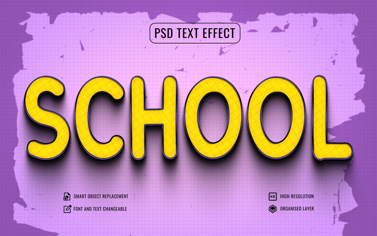 school text effect with grunge background psd