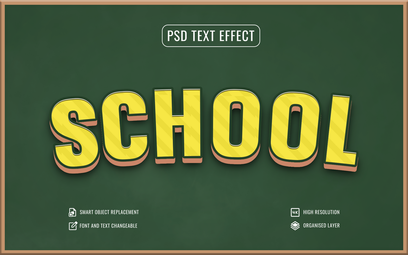 school text effect on green board background psd
