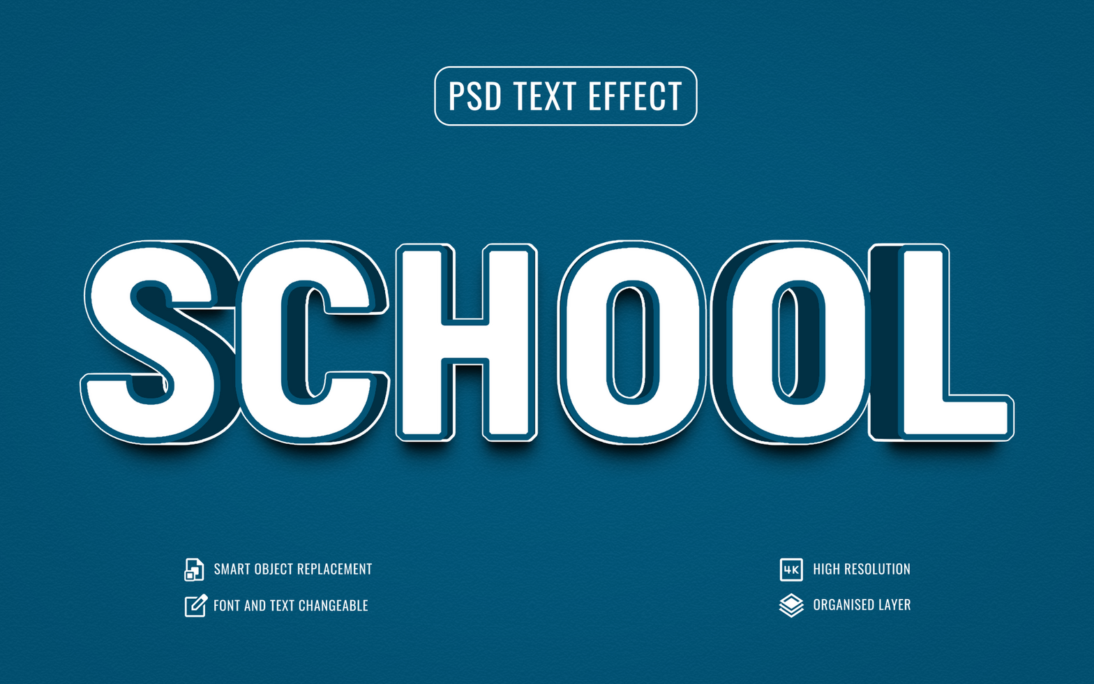 school text effect with blue background psd