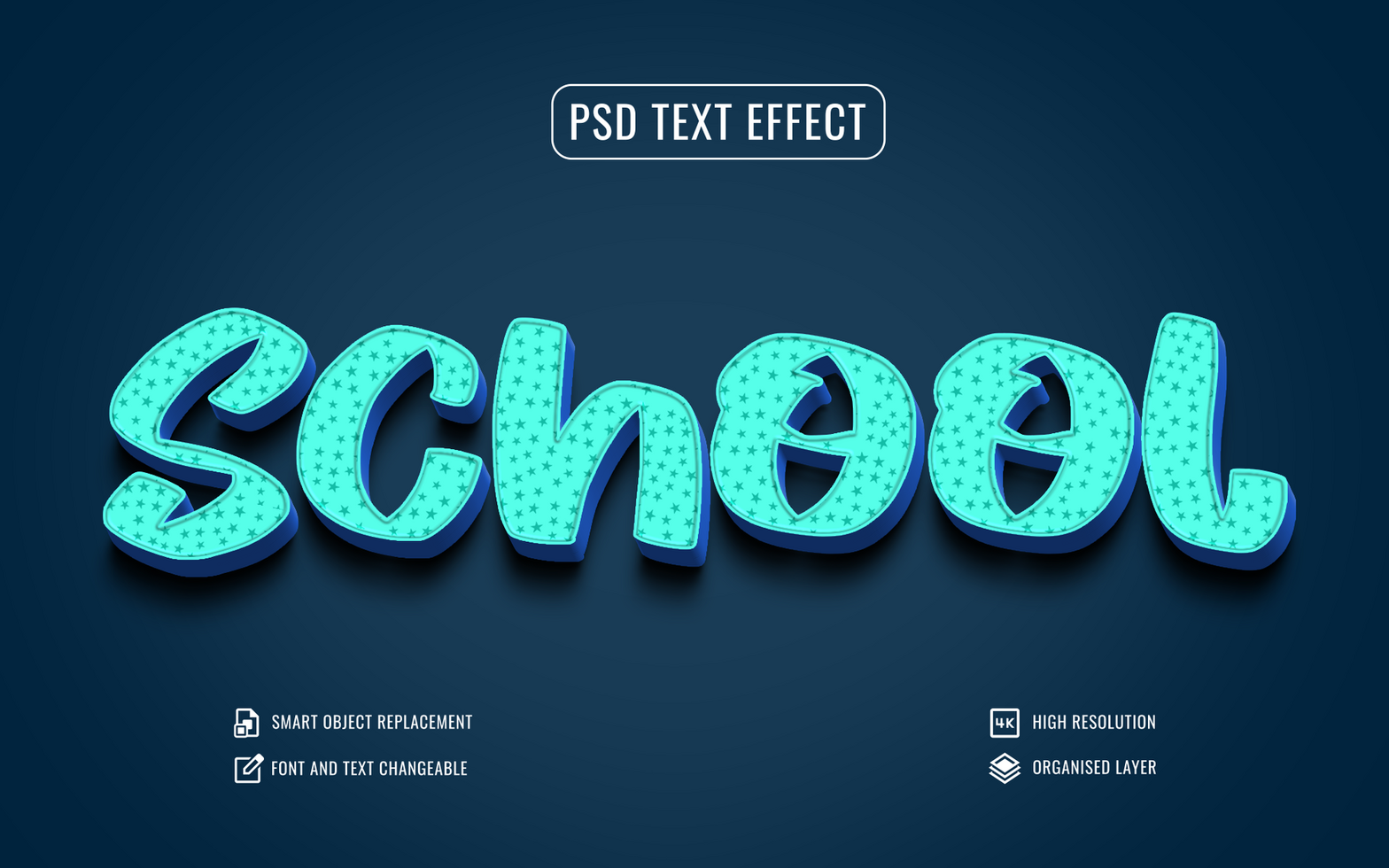 3d back to school text effect on blue background psd