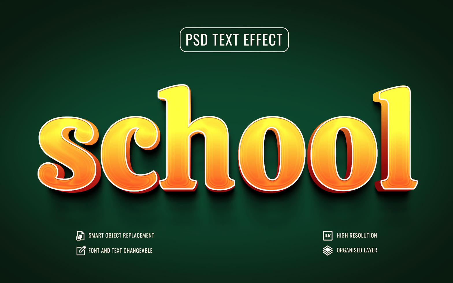 school text effect in 3d style psd