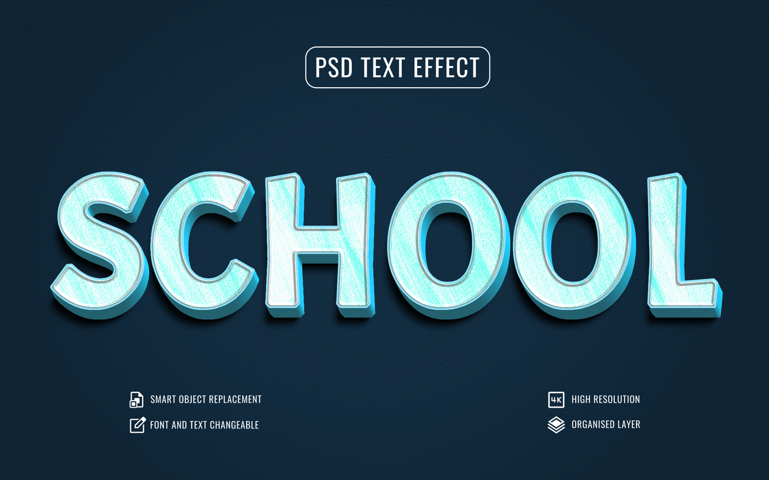 3d chalk text effect for school psd