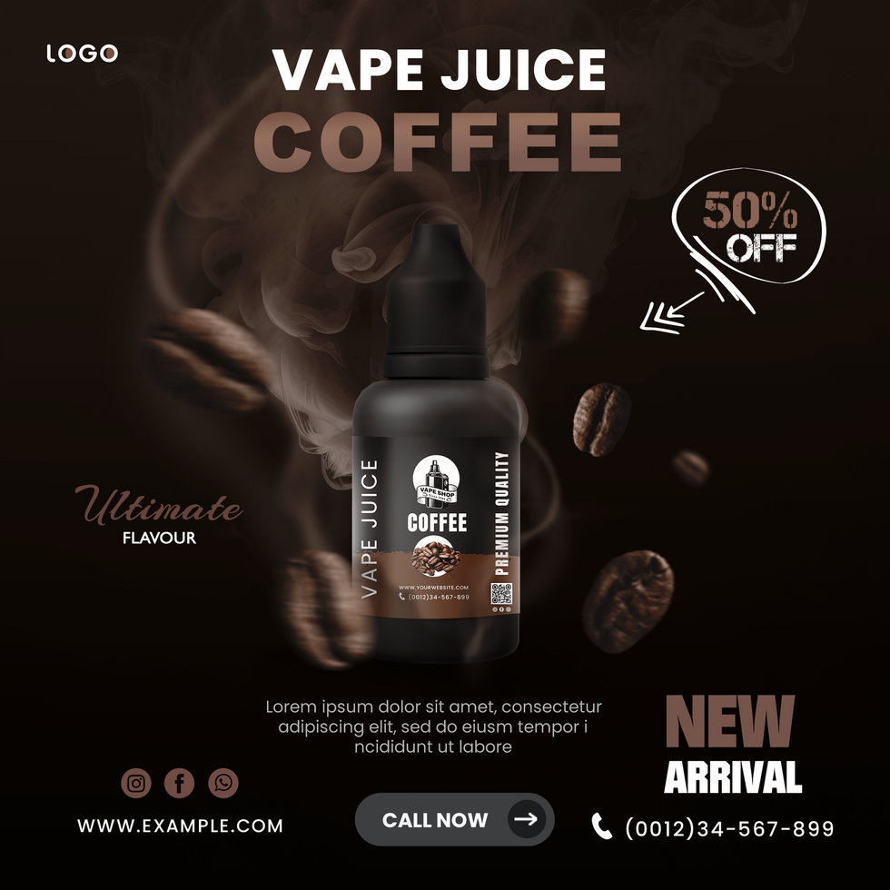 Modern Coffe vape Juice instagram post or square web banner promo template psd