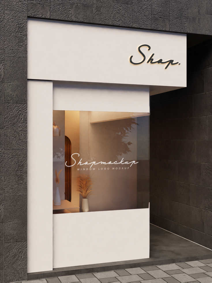 Store facade logo mockup psd
