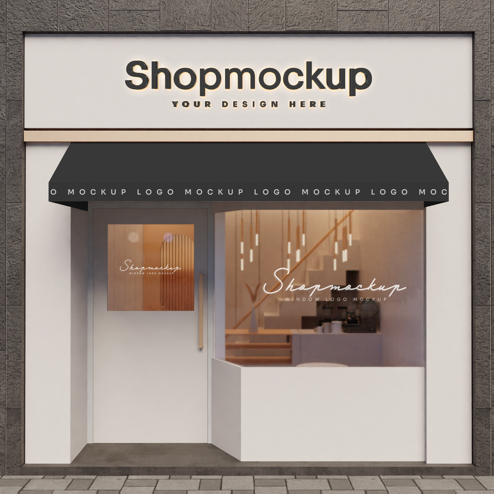 Store facade logo mockup psd
