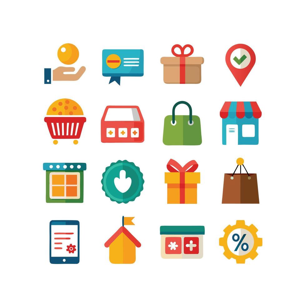 Retail and Shopping Icon Set Collection Illustration vector