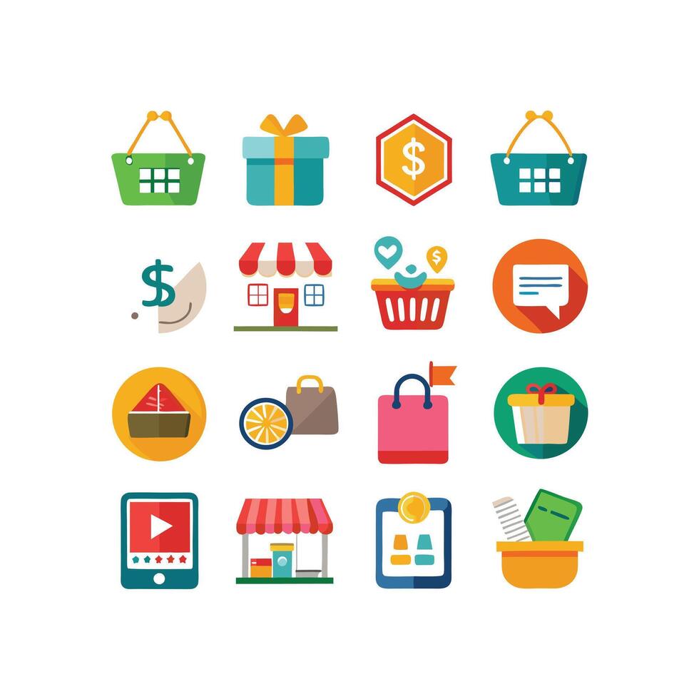 Retail and Shopping Icon Set Collection Illustration vector