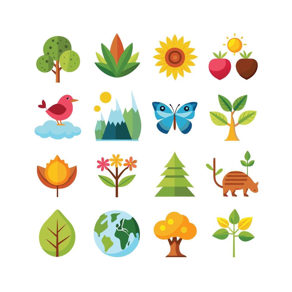 Nature Icon Set Collection Illustration vector