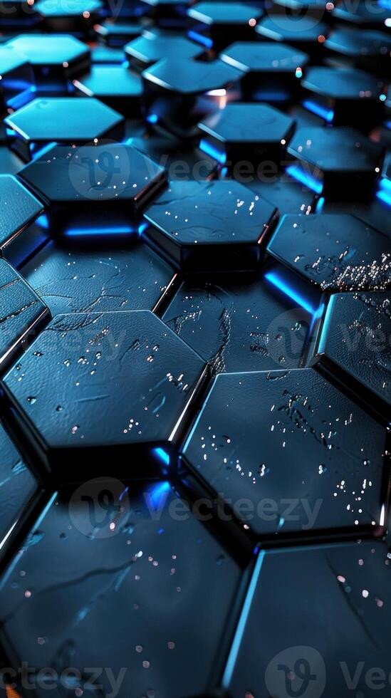 llustration space center radial placeholder abstract blue technology hexagonal background photo