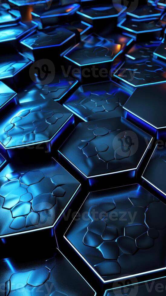 llustration space center radial placeholder abstract blue technology hexagonal background photo