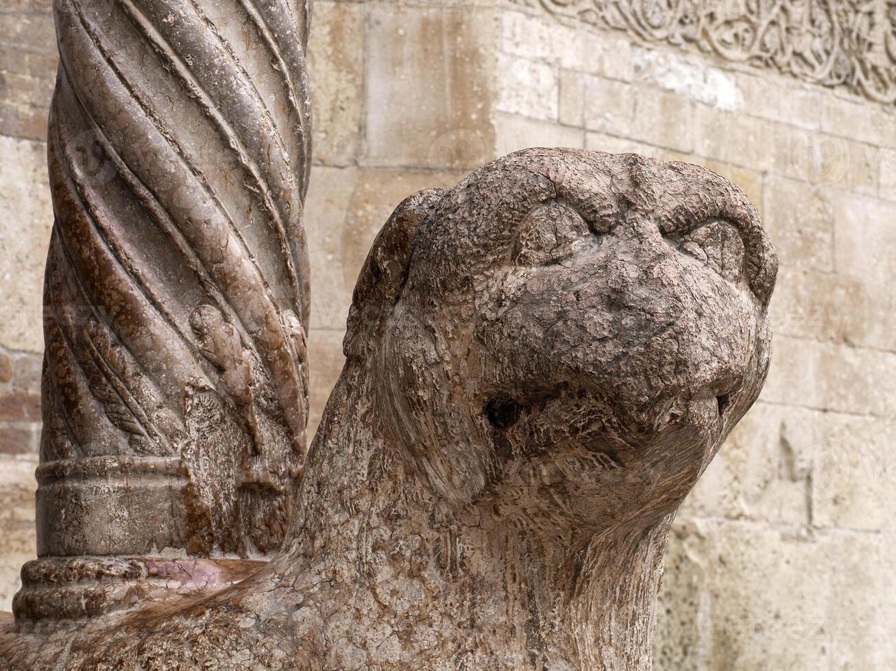 Verona dome cathedral church exterior sculptures detail. Romanesque sculpture attributed to the workshop of Veronese sculptor Brioloto photo
