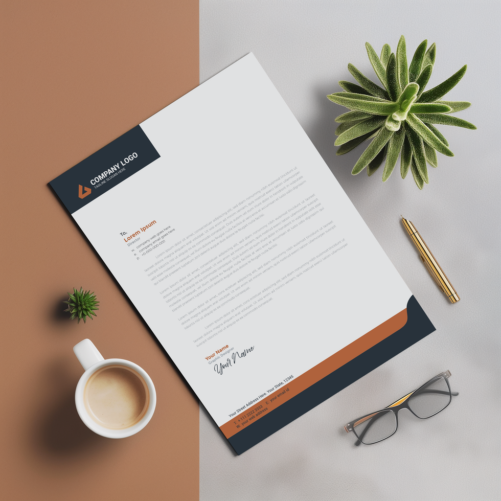 Letter head or paper or Flyer Mockup psd