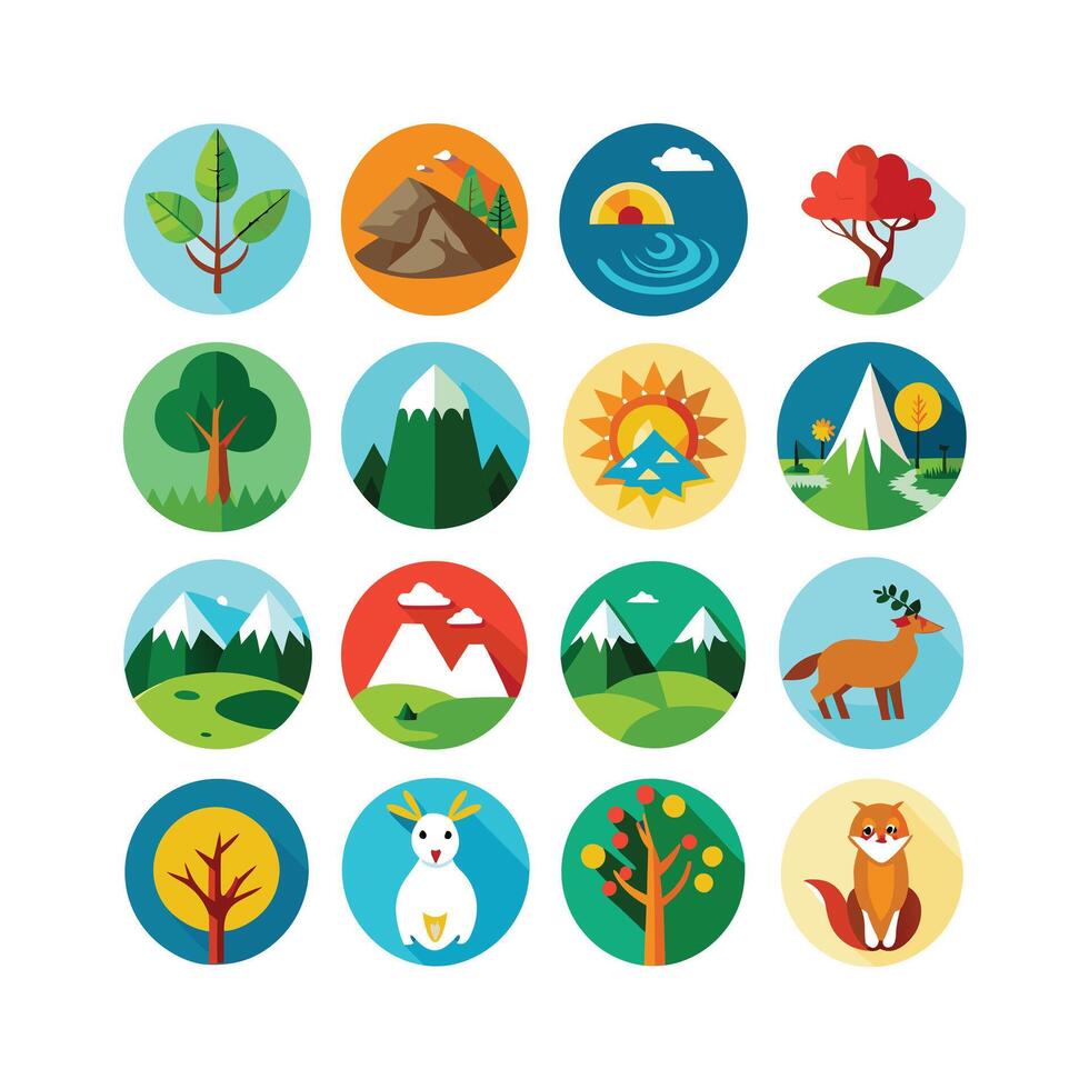Nature Icon Set Collection Illustration vector