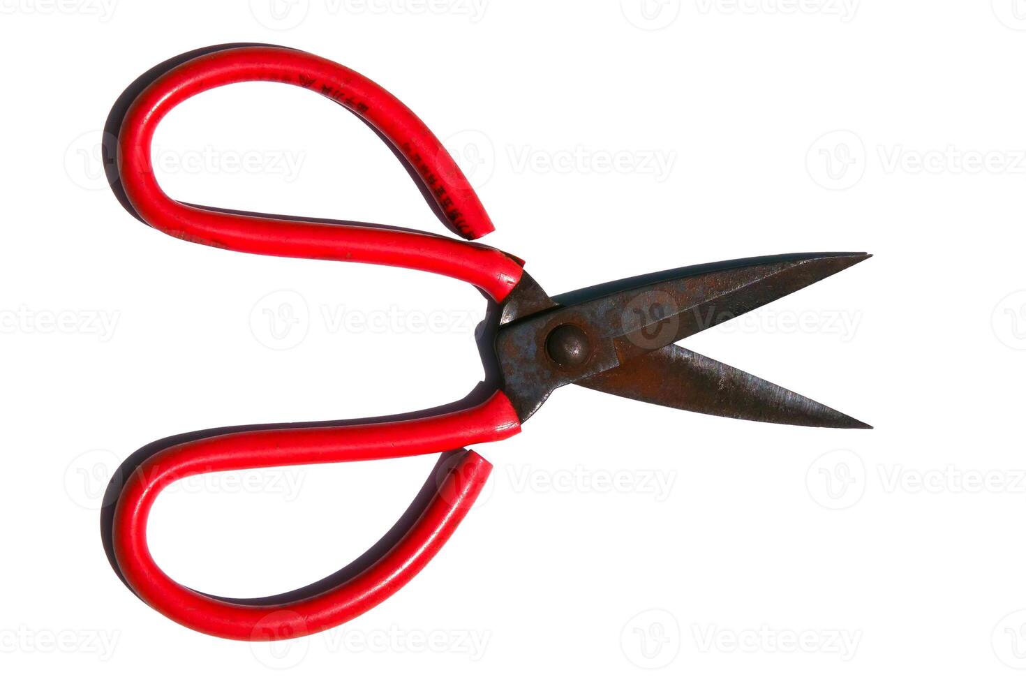 Red Handled Metal Scissors on White Background Isolated - High-Resolution Stock Photo for Design and Craft Projects