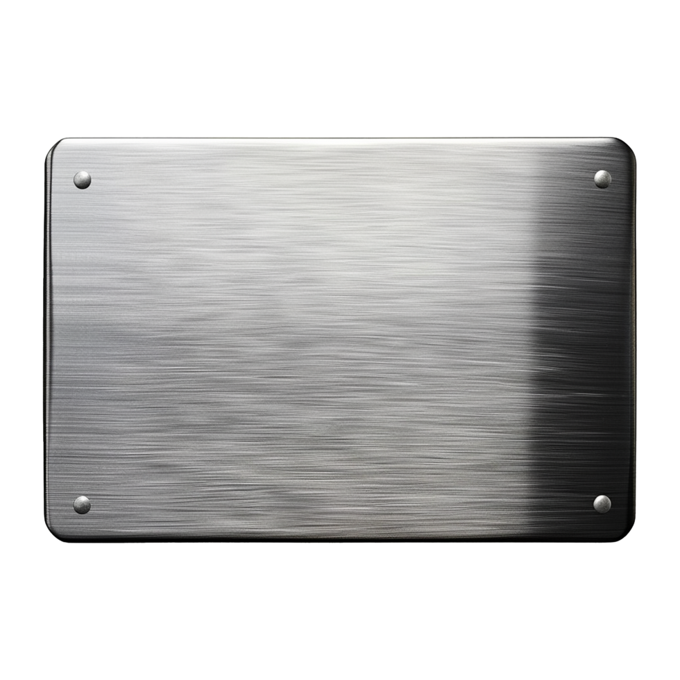 Blank rectangle metal plate isolated on transparent background png