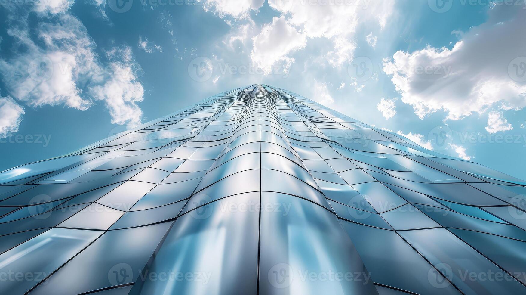 Contemporary skyscraper with unique geometric patterns photo