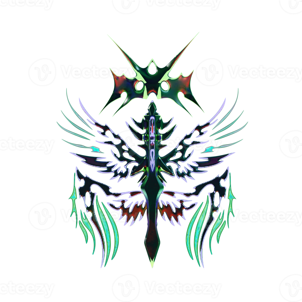 3d cyberneotribal element png