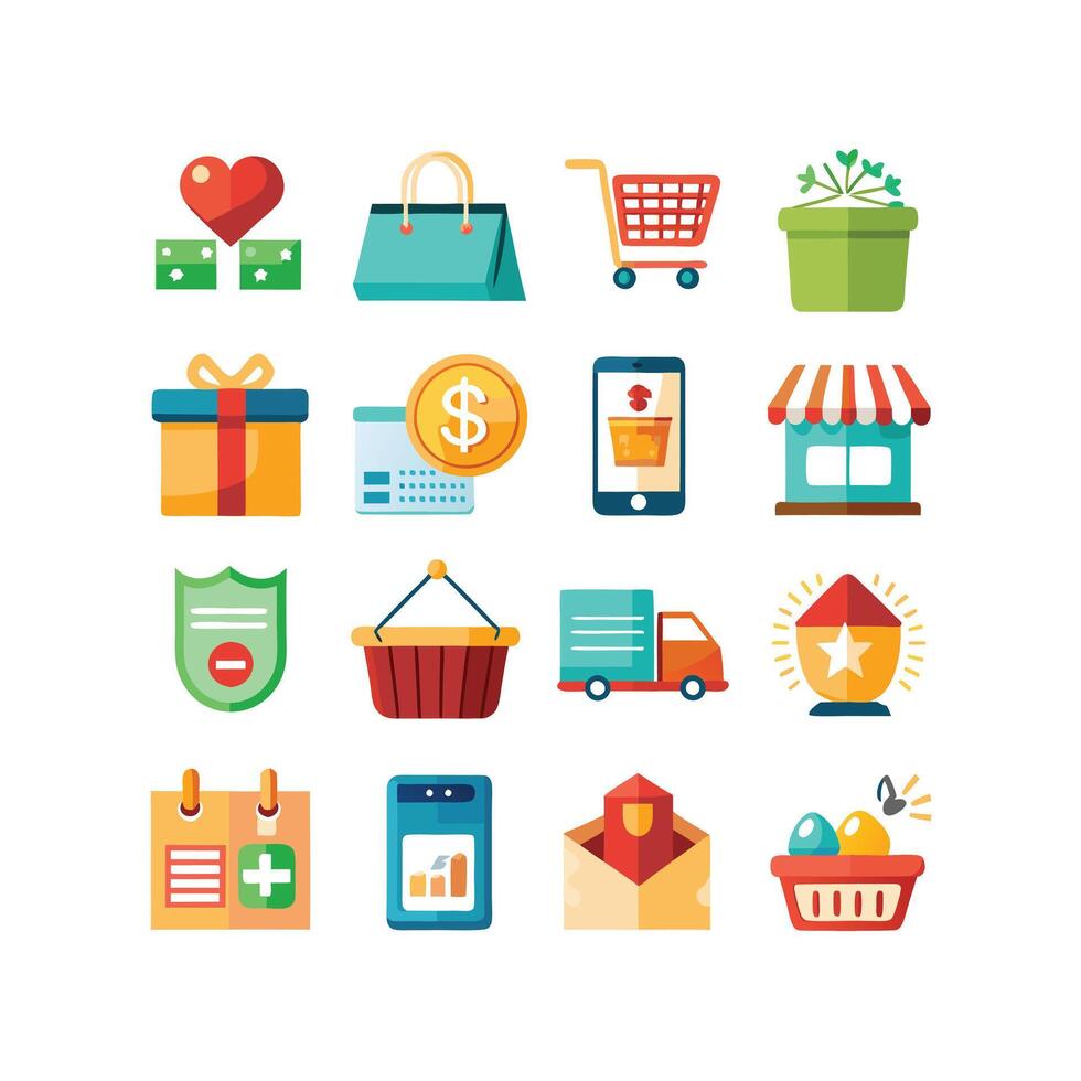 Retail and Shopping Icon Set Collection Illustration vector
