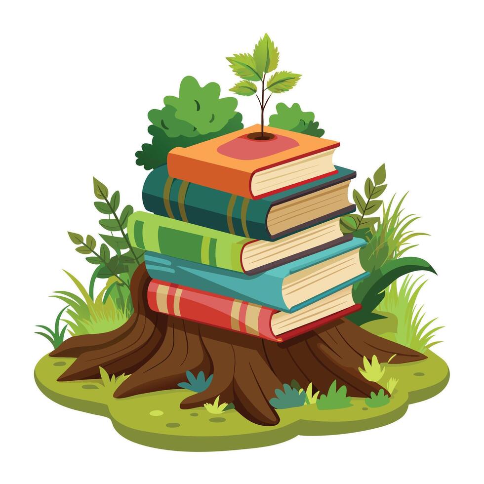 Book stack Illustration concept vector