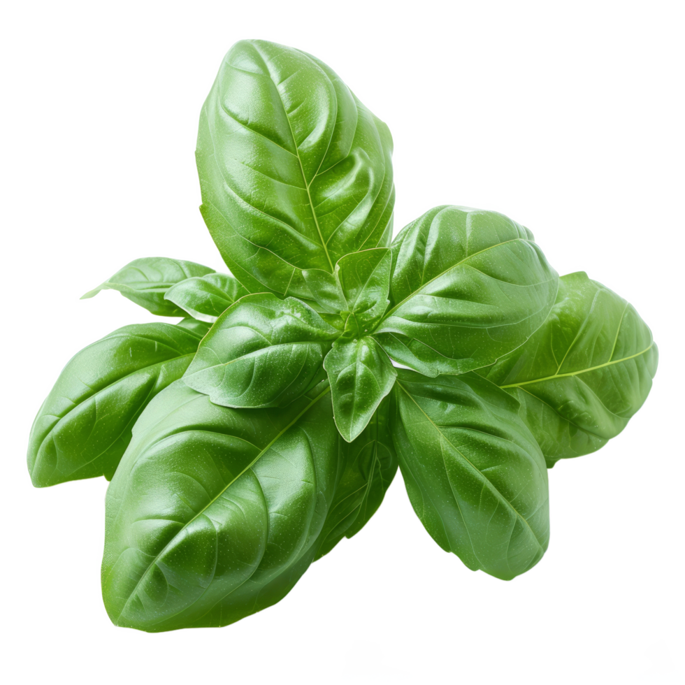 basil leaves isolated on transparent background png