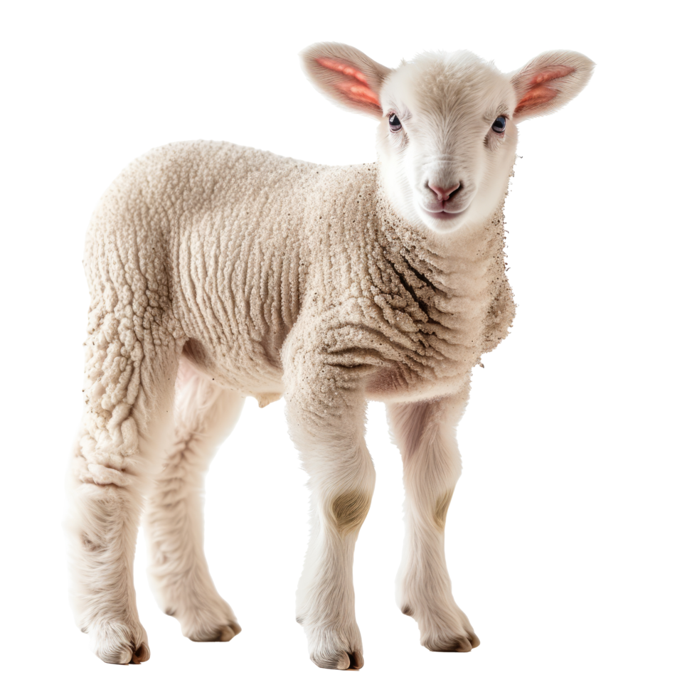 young sheep lamb isolated on transparent background With clipping path. png