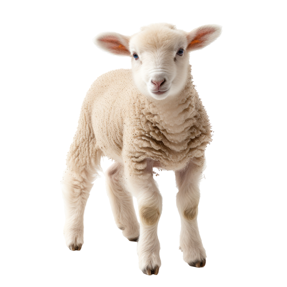 young sheep lamb isolated on transparent background With clipping path. png