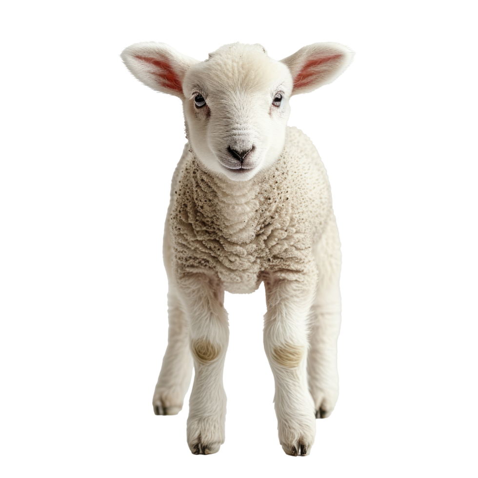 young sheep lamb isolated on transparent background With clipping path. png