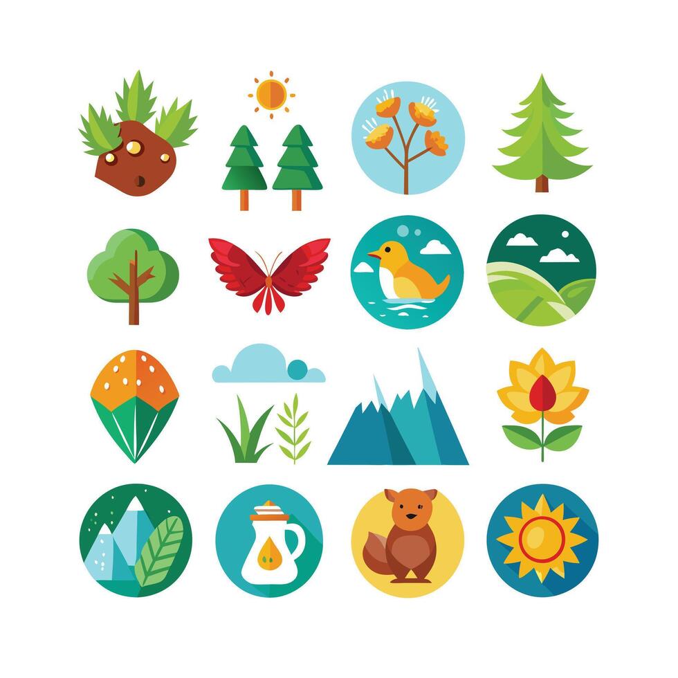 Nature Icon Set Collection Illustration vector
