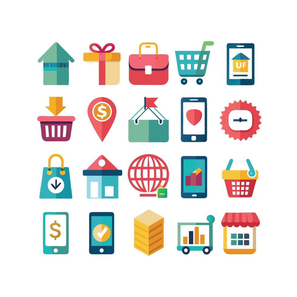 Retail and Shopping Icon Set Collection Illustration vector