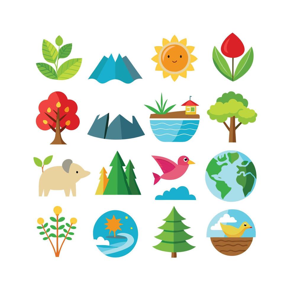 Nature Icon Set Collection Illustration vector