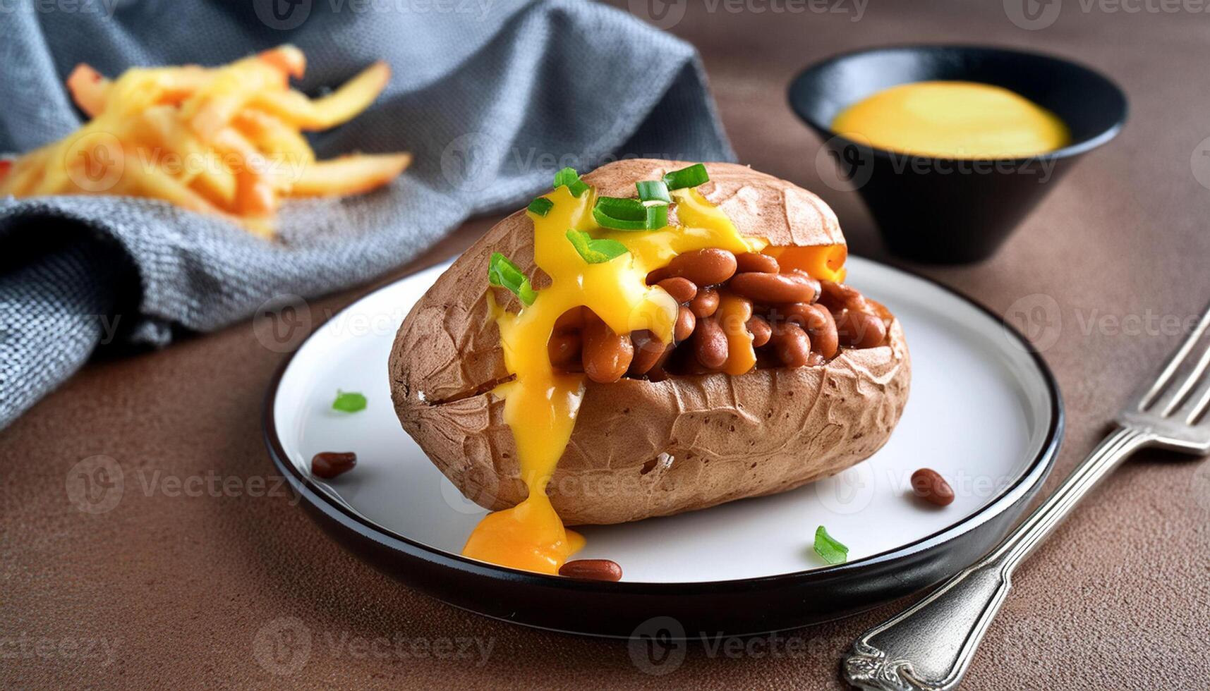 jacket potato beans and cheddar photo