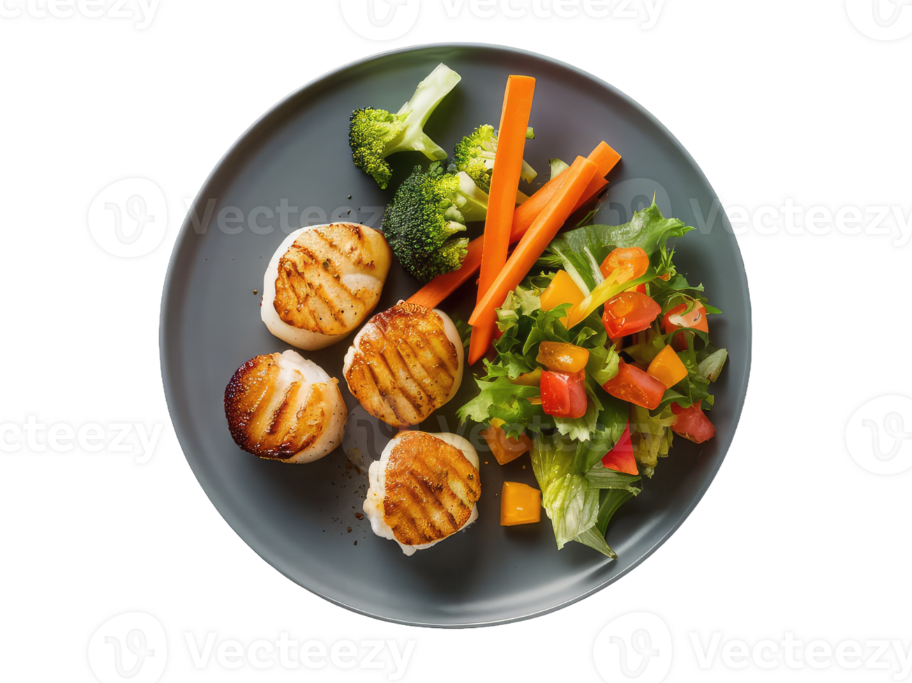 Colorful Veggie Plate with Seashells png