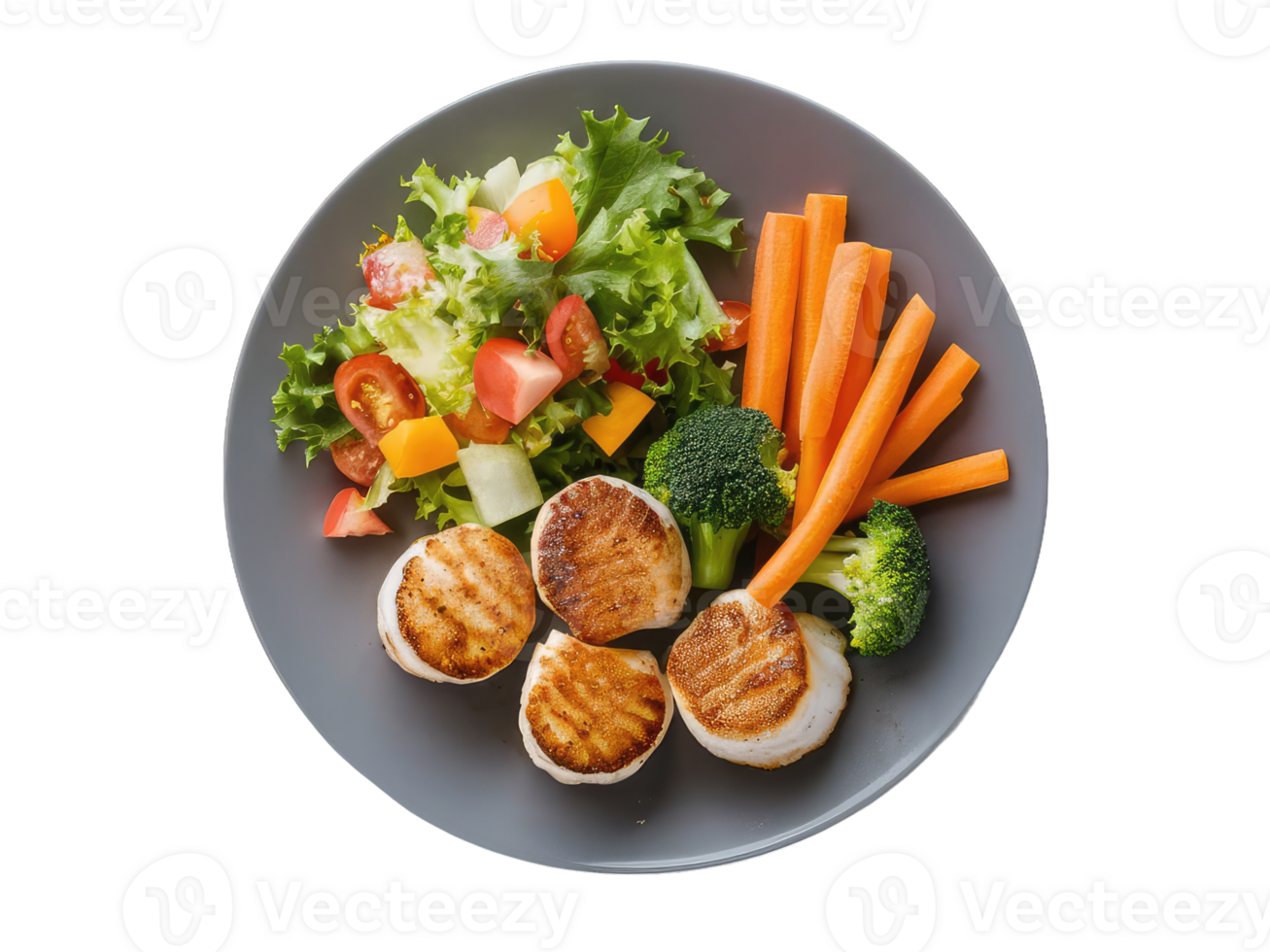 Colorful Veggie Plate with Seashells png