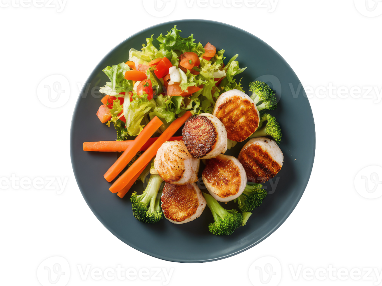 Colorful Veggie Plate with Seashells png