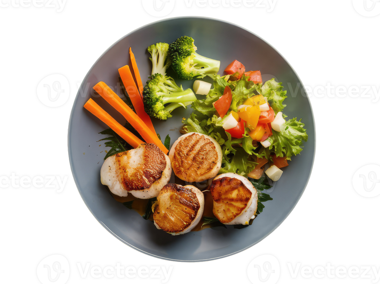 Colorful Veggie Plate with Seashells png