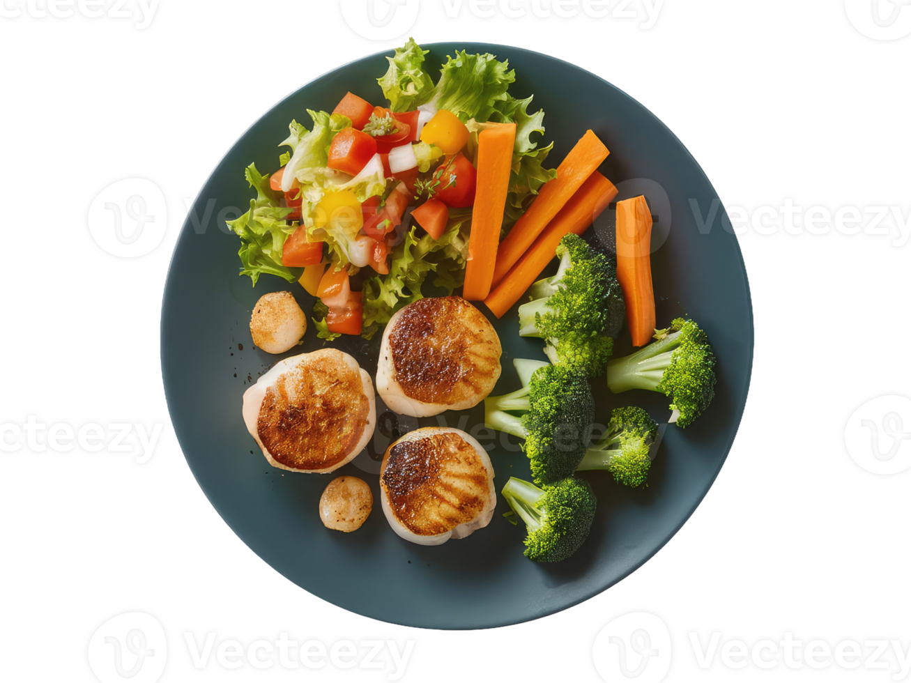 Colorful Veggie Plate with Seashells png