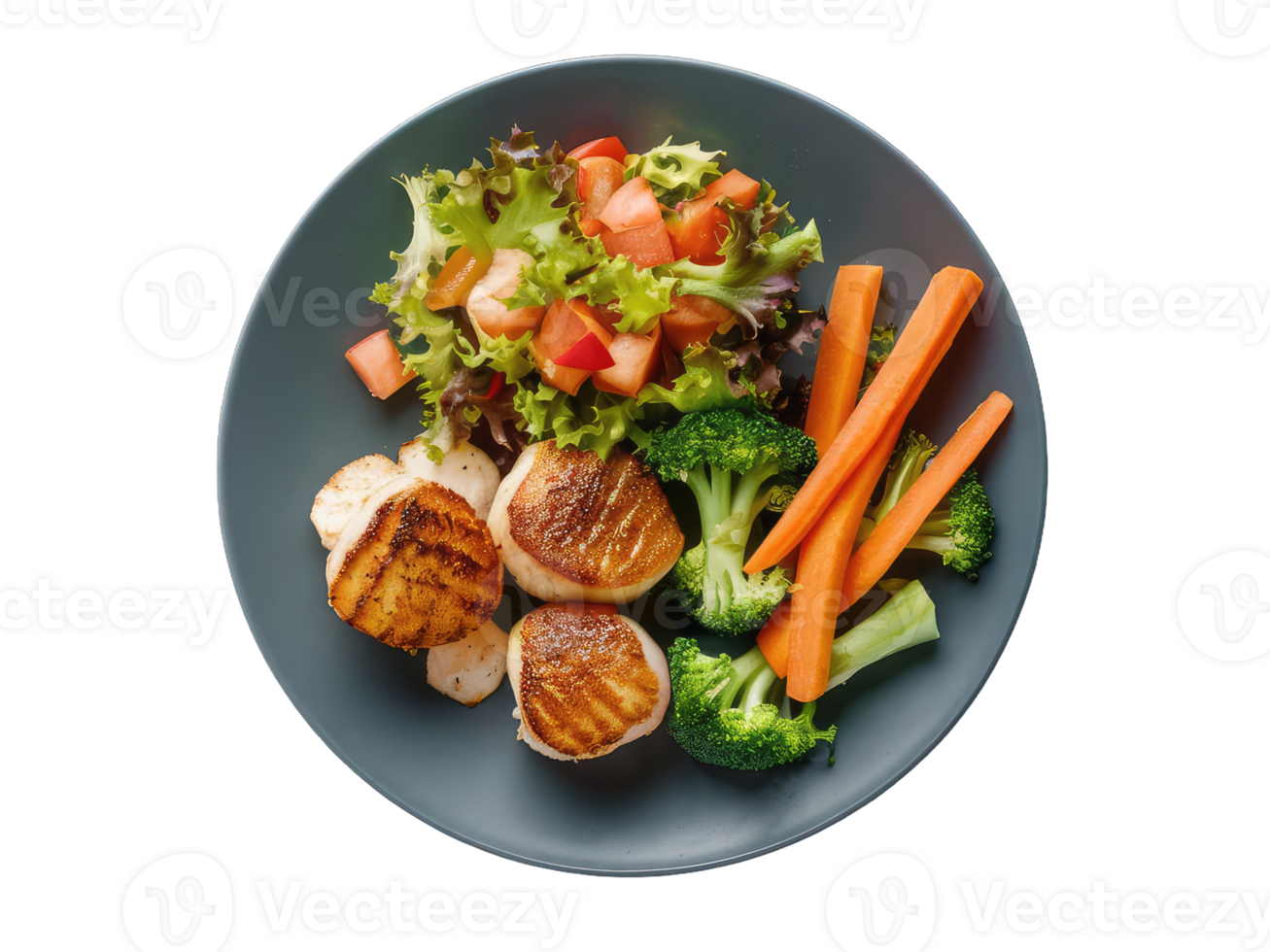 Colorful Veggie Plate with Seashells png
