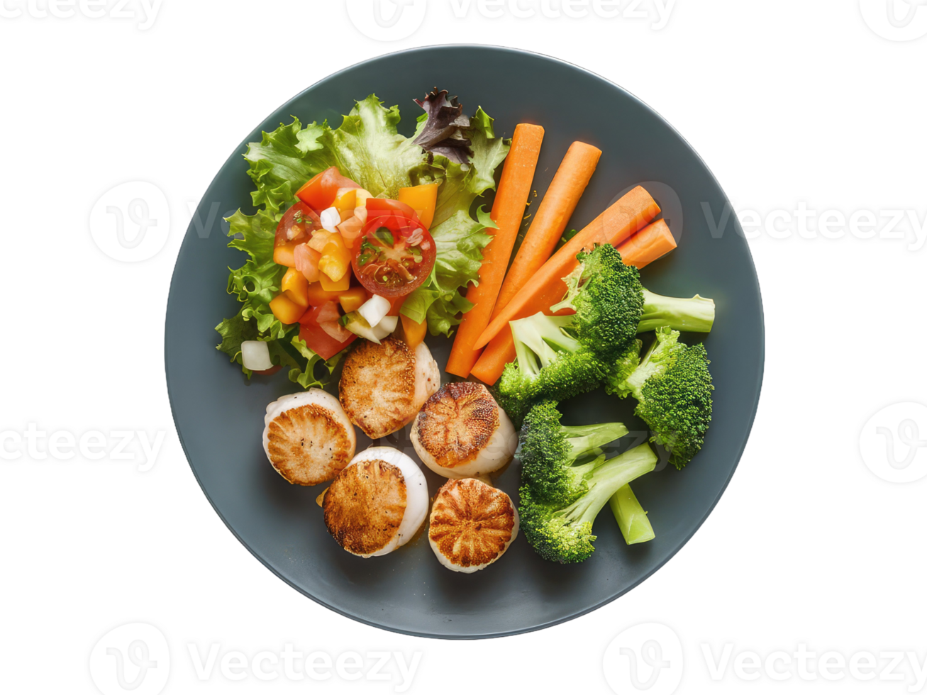 Colorful Veggie Plate with Seashells png